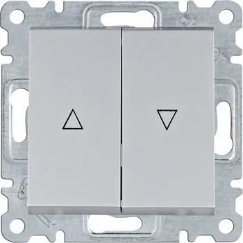 vypínač Tlačítko žaluziové řazení 1/0+1/0 s blokací Hager Lumina stříbrná