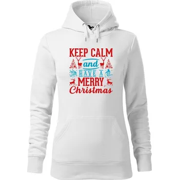 Dámská mikina DOBRÝ TRIKO Dámská mikina s potiskem Keep calm Christmas Velikost dámské mikiny: 2XL, Barva: Bílá