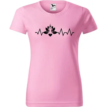 DOBRÝ TRIKO Dámské tričko s potiskem Tep jóga Barva: Růžová, Velikost: S