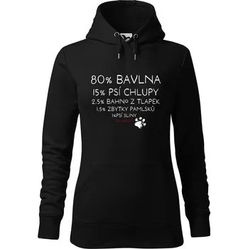 Dámská mikina DOBRÝ TRIKO Dámská mikina s potiskem Bio kvalita pes Velikost dámské mikiny: XS, Barva: Černá