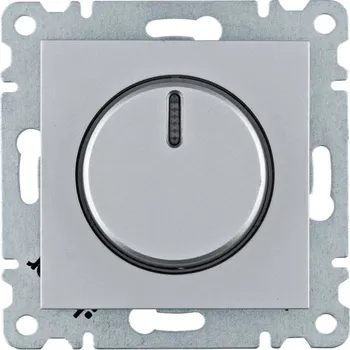 vypínač HAGER Stmívač otočný Hager Lumina 60–600 W stříbrná