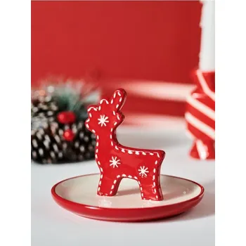 Vánoční dekorace Sinsay - Vánoční dekorativní tácek s figurkou soba - červená - 384BO-33X - 384BO-33X-ONE-1