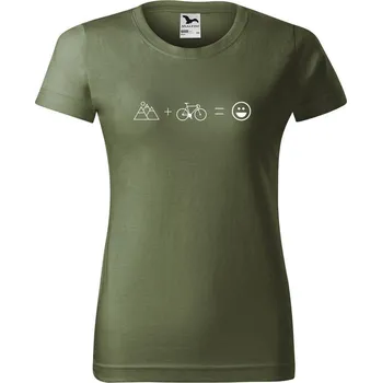 DOBRÝ TRIKO Dámské tričko s potiskem Kolo a hory Barva: Khaki, Velikost: XS