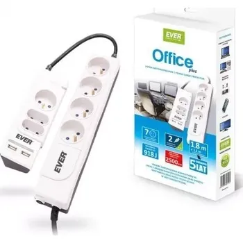 Elektrická zásuvka Přepěťová ochranná prodlužovací zásuvka Office Plus 1,8 m + 1,2 m