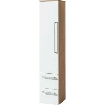 Koupelnový nábytek Skříňka vysoká levá EBS Pure 330×1 630×330 mm bílá/dub PUREV33DL