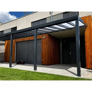 Pergola Sestava pro montáž hliníkové pergoly antracit 7016 PC plný opál 6×3,5 m