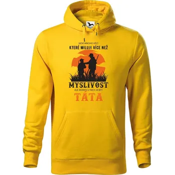 Pánská mikina DOBRÝ TRIKO Pánská mikina s potiskem Myslivost táta Velikost pánské mikiny: 4XL, Barva: Žlutá
