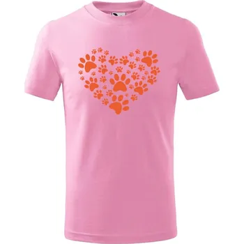 Chlapecké tričko DOBRÝ TRIKO Dětské tričko s potiskem Psí tlapky srdce Velikost: 122/6 let, Barva: Růžová