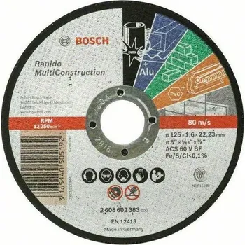 Řezný kotouč Kotouč řezný Bosch Rapido Multi Construction 125×1,6 mm