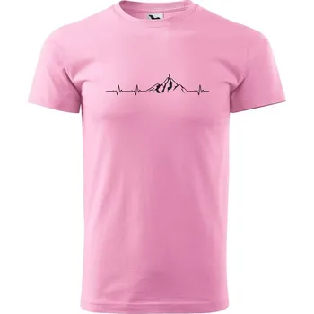 Pánské tričko DOBRÝ TRIKO Pánské tričko s potiskem Srdeční tep horolezec Velikost: 2XL, Barva: Růžová