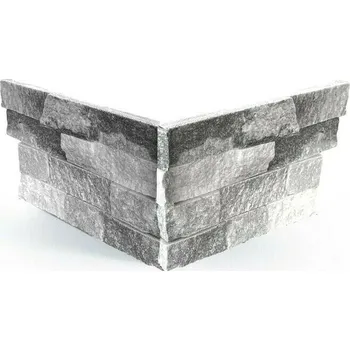 Obklad Obklad kamenný lepený DEKSTONE Q 016 Quartzite White & Grey kvarcit rohový 150×(250+300) mm