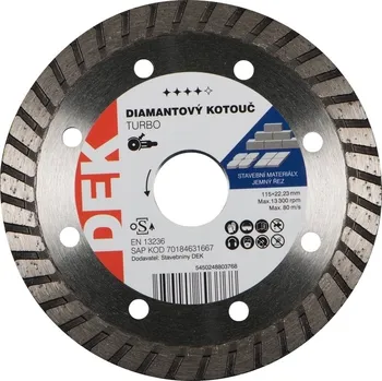 Řezný kotouč Kotouč řezný DIA DEK TURBO 115×22,23 mm