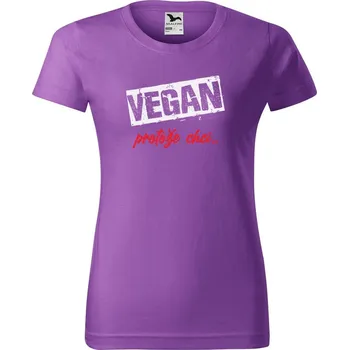 Dámské tričko DOBRÝ TRIKO Dámské tričko s potiskem Vegan, protože chci Barva: Fialová, Velikost: XL
