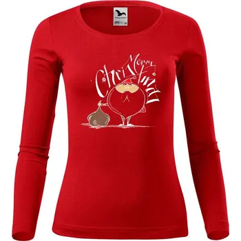 Dámské tričko DOBRÝ TRIKO Dámské bavlněné triko Santa s dárky Velikost: L, Barva: Červená