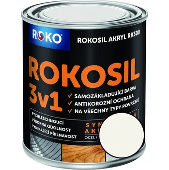 univerzální barva Barva samozákladující Rokosil akryl 3v1 RK 300 1000 bílá mat, 0,6 l