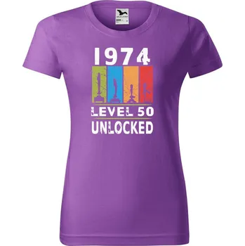 Dámské tričko DOBRÝ TRIKO Dámské tričko s potiskem Level 50 unlocked Barva: Fialová, Velikost: XL