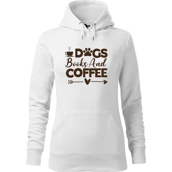 Dámská mikina DOBRÝ TRIKO Dámská mikina s potiskem Psi knihy a káva Velikost dámské mikiny: L, Barva: Bílá