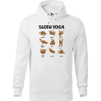 Pánská mikina DOBRÝ TRIKO Pánská mikina s potiskem Sloth yoga Velikost pánské mikiny: L, Barva: Bílá
