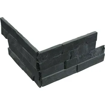 Obklad Obklad kamenný lepený DEKSTONE N 3003 Black Slate břidlice rohový 150×(250+300) mm