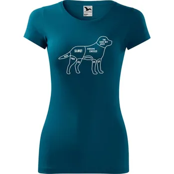 Dámské tričko DOBRÝ TRIKO Dámské tričko Kde drbat psa Velikost: XL, Barva: Petrolejová