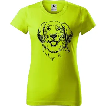 Dámské oblečení DOBRÝ TRIKO Dámské tričko s potiskem Retrívr Barva: Limetková, Velikost: L