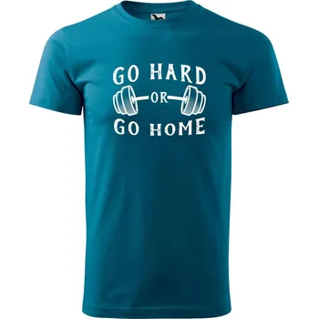 DOBRÝ TRIKO Pánské tričko s potiskem Go hard Velikost: XS, Barva: Petrolejová