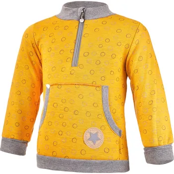 Little Angel mikina hřejivá kapsa - okrová Velikost: 128