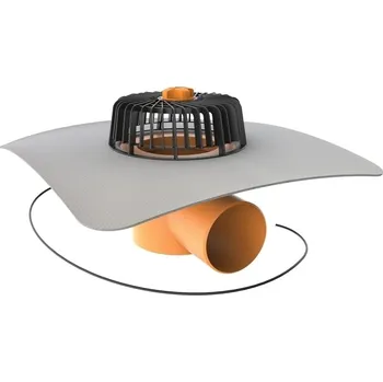 Elektricky vyhřívaná vodorovná střešní vpusť TOPWET PVC límcem průměr 75 mm