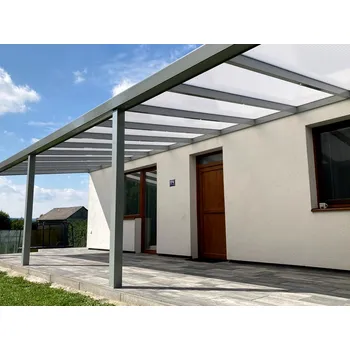 Pergola Sestava pro montáž hliníkové pergoly stříbrná 9007 PC 16 BOX 3 WALL opál 4×2,5 m