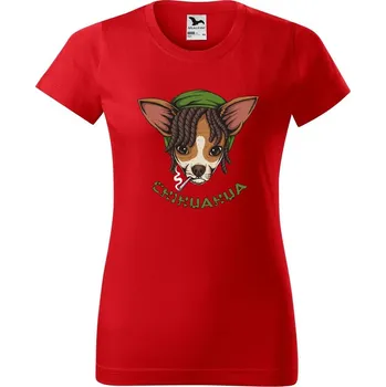 Dámské tričko DOBRÝ TRIKO Dámské tričko s potiskem Čivava Barva: Červená, Velikost: L