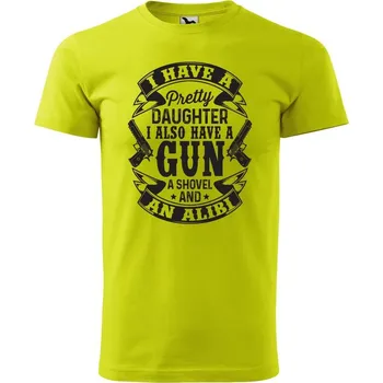 Pánské oblečení DOBRÝ TRIKO Pánské tričko s potiskem I have gun Velikost: M, Barva: Limetková