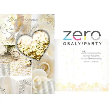 Přání s textem svatební + obálka - srdce