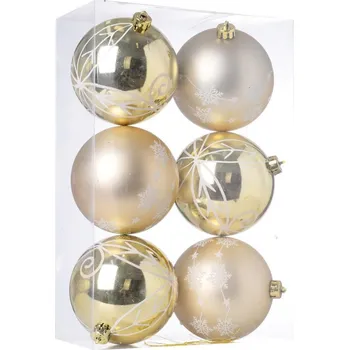 Vánoční ozdoba Ozdoba závěsná koule 10cm sada 6ks plast zlatá mix