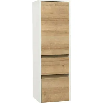 Koupelnový nábytek Skříňka vysoká pravá EBS Duomo 401×1 247×360 mm bílá lesk/dub riviera DUOMOV40KP