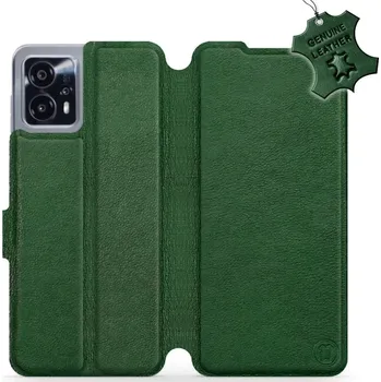 Pouzdro na mobilní telefon Kožené flip pouzdro Mobiwear - Motorola Moto G13 - Zelené (Kožené knížkové pouzdro, obal, kryt na mobil Motorola Moto G13, Zelené, materiál Genuine Leather, ochrana 360°, stojánek, silikonová vanička, magnetické zavírání)