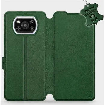 Pouzdro na mobilní telefon Kožené flip pouzdro Mobiwear - Xiaomi Poco X3 Pro - Zelené (Kožené knížkové pouzdro, obal, kryt na mobil Xiaomi Poco X3 Pro, Zelené, materiál Genuine Leather, ochrana 360°, stojánek, silikonová vanička, magnetické zavírání)
