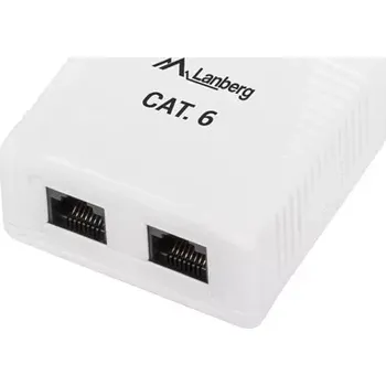 Elektrická zásuvka Bíla nástěnná zásuvka 2x RJ45 Lanberg Cat.6