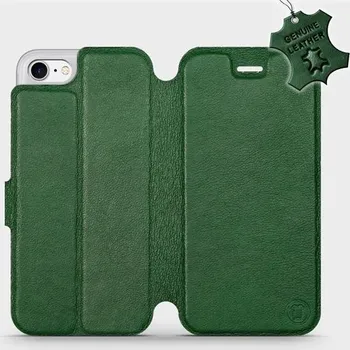 Pouzdro na mobilní telefon Kožené flip pouzdro Mobiwear - Apple iPhone 8 - Zelené (Kožené knížkové pouzdro, obal, kryt na mobil Apple iPhone 8, Zelené, materiál Genuine Leather, ochrana 360°, stojánek, silikonová vanička, magnetické zavírání)