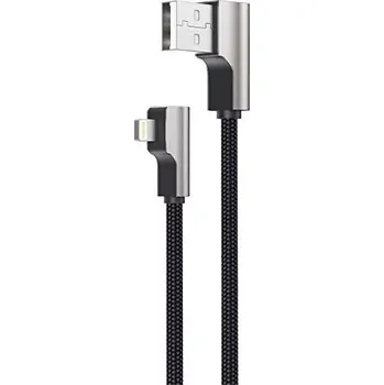 Datový kabel Aukey CB-AL01 kabel Lightning – USB‑A 2 m s úhlem 90° MFi, černý nylon