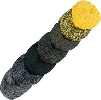 Příze Woolly Hugs Rope plait 194 šedo-žluté melírové ombré (Špagátová příze Rope plait 194 šedo-žluté melírové ombré)