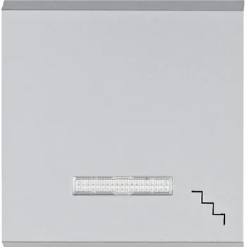 Kryt spínač jednoduchý s průzorem Hager Lumina Schody stříbrná