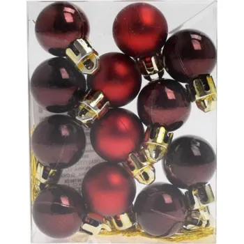 Vánoční ozdoba Ozdoba závěsná koule 2cm sada 12ks plast bordó mix
