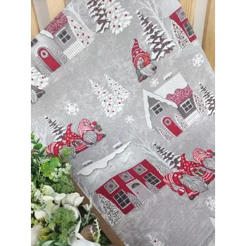 Utěrka Kuchyňská utěrka - vánoční červená vesnička na šedé 50 x 60 cm