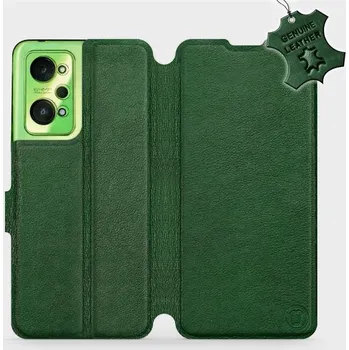 Pouzdro na mobilní telefon Kožené flip pouzdro Mobiwear - Realme GT Neo 2 - Zelené (Kožené knížkové pouzdro, obal, kryt na mobil Realme GT Neo 2, Zelené, materiál Genuine Leather, ochrana 360°, stojánek, silikonová vanička, magnetické zavírání)