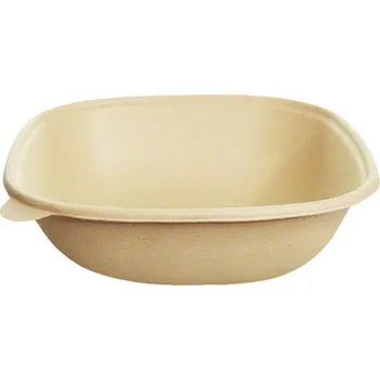 Jednorázové nádobí Miska BIO čtvercová 48oz 1400ml, 215x215x65mm natural 100% kompostovatelná - 400 ks
