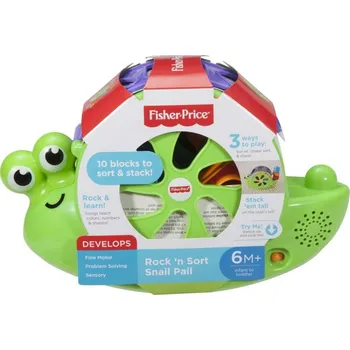 Hračka pro nejmenší Interaktivní šnek s tvary a stavebními kostkami - Fisher Price