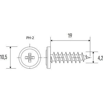 Obklad Upevňovací vrut V4219 - 4,2x19 mm - drážka PH-2 (balení 10 ks)