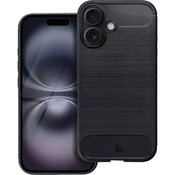 Pouzdro na mobilní telefon Silikonové pouzdro Carbon na mobil Apple iPhone 16 Černé (Silikonový kryt či obal Carbon na mobilní telefon Apple iPhone 16 černé)
