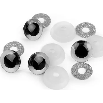 Bezpečnostní oči 20mm, glitrové stříbrné (1pár)