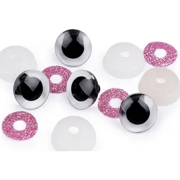 Bezpečnostní oči 20mm, glitrové růžové (1pár)